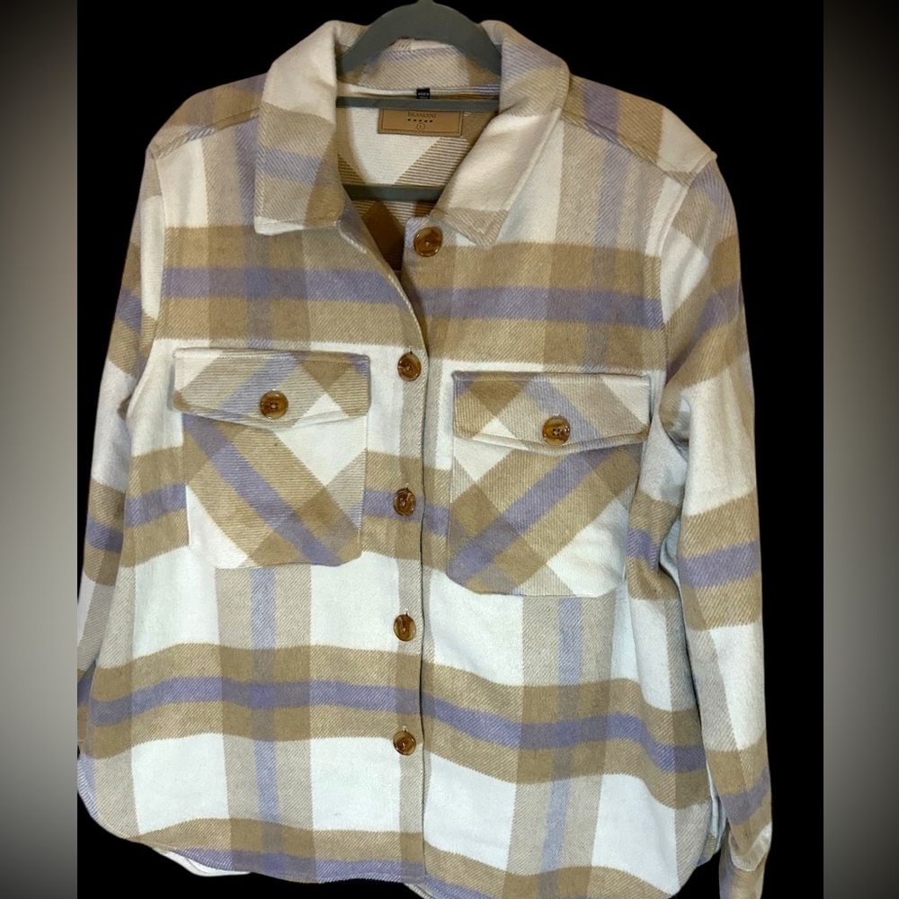 NWT Blank NYC MSRP $98 Keep Rolling Plaid Shacket with Pockets - Size Large - Picture 5 of 11